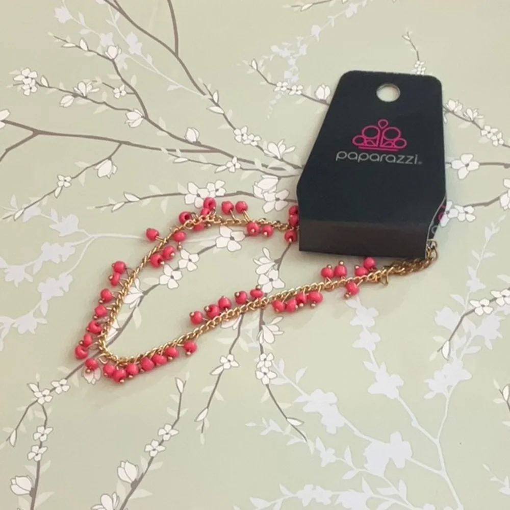 ❄️ Paparazzi | Pink and Gold Anklet Falling Blossoms Beach Bohemian